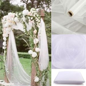 Party Decoration 5m/10m 48cm Organza Knot Wedding Chairs Cover Sheer Crystal Tulle Roll Fabric For Arch OrganzaParty