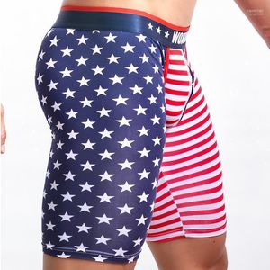 Herren-Shorts, Herrenunterwäsche, Boxershorts mit USA-Flagge, niedrige Leibhöhe, kurze Hosen, Boxershorts, Herrenhöschen, Penisbeutel, Badeshorts, Naom2 für Herren