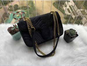 디자이너 -marmont 벨벳 가방 핸드백 여성 유명한 브랜드 어깨 가방 실베스 디자이너 럭셔리 핸드백 지갑 체인 패션 크로스 바디 가방 상자