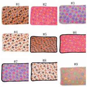 Dog Blanket Paw Print pens Beds Mats Small Dogs Warm Sleeping Bed Cover Mat Fleece Soft Blankets 15 Designs BES121