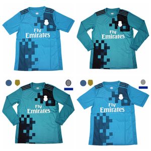Wholesale soccer jerseys real madrid long sleeves resale online - 17 SOCCER JERSEYS retro maillot classic vintage camisetas football shirts Uniform UCL men BLUE third away long sleeve pepe ramos benzema KROOS LUCAS REAL MADRIDs