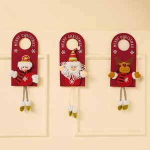 Feliz Christmas Port Hanger Pingents Knob Xmas não tecidos portas de tecido Handle Hanking Sign para decoração de casa de festa de férias 50pcs