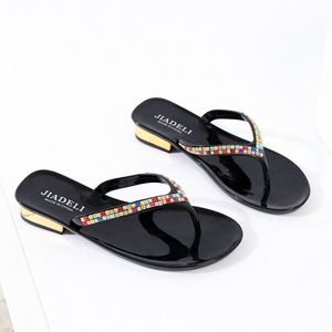Verão praia sapato sapato moda mulheres chinelos flip flop com strass mulheres sandálias sapatos casuais k6es #