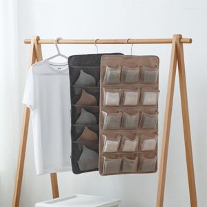 Storage Boxes & Bins Double Sided Underwear Hanging Organizer Solid Color Oxford Cloth Bag With 20 Mesh Pockets 2022 Arrivals