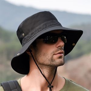 Secchiello Panama da uomo Protezione esterna per uomo Moda Visiera estiva Cappello da pescatore Protezione solare antiUV 220627