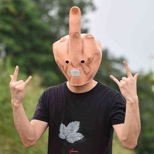 Despise The Middle Finger Mask Latex Halloween Gear Halloween Spoof Headgear Bar DJ Spoof Funny Fancy Dress Head Headgear T220727