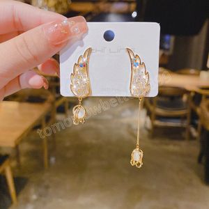 Butterfly Wings Shining Diamond Tassel Dangle Earrings For Women Korean Fashion Earring Daily Birthday Party Jewelry Gifts