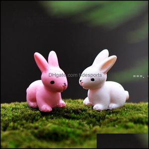 Garden Decorations Patio Lawn Home Newmini Cute Bunny White Rabbit Easter Miniature Fairy Accessories Bonsai Figurines Moss Bottle Micro