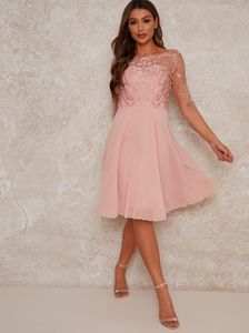 Party Dresses Simple Short Chiffon Homecoming 2022 Lace Applique 3/4 Long Sleeves Graduation Bride Special Banuqet Girls' WearParty