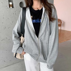 Harajuku Hoodies Korean Fashion Hooded Sweatshirts Autumn Winter Female Coat Zip-Up Hoodie Bags Vintage Clothing Sweetshirts