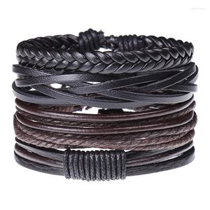 Link Chain Vintage Men Multi-Layer Leather Bracelets Cuff Lace Weave Rope Bracelet & Bangle