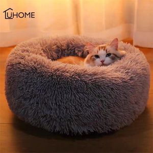 Luxury Hairy Pet Cat Bed Indoor Kitten House Fluffy Plush Warm Piccola casa per gatti Dog Nest Cat Washable Cave Cute Sleeping Mat 201111