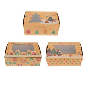 Confezione regalo 3 pezzi Scatole natalizie Astucci decorativi per caramelle Contenitori per bambini con finestra trasparente Regalo