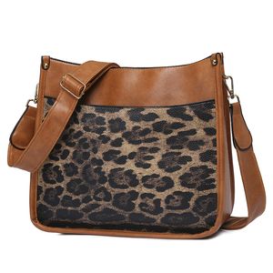 Kadın Leopar Gitar Kayışı Crossbody Copse Omuz Kovası Çapraz gövde çantası