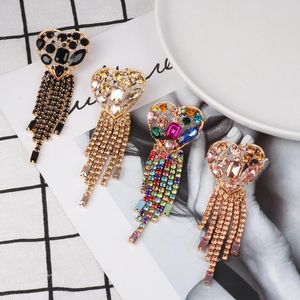 Dangle & Chandelier Luxury Multi Color Wedding Crystal Tassel Earrings For Women Shiny Summer Jewelry Long Gem Chunky Statement Drop Earring