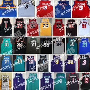 Nowy zszyty Retro Basketball Allen Iverson Jersey Vince Carter Charles Barkley Kevin Garnett Tracy McGrady Karl Malone Dennis Rodman Derrick