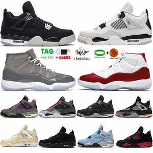 4 Mens Basketball Shoes University Blue Military Canvas Black Chrome Cat White Oreo Low 72-10 High Cherry Sail Bred 4s Sneakers 11 11s Cool Grey Women Sports Trainers
