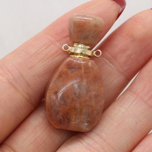 Pendant Necklaces Natural Pink Aventurine Jades Stone Perfume Bottle Essential Oil Diffuser Connector Charms Women Necklace Gift Size