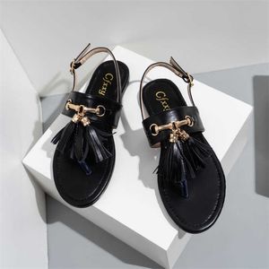 Lato sandałowe bohemia Tassel palca damskie buty mody kobiety swobodne buty plażowe klapki klapki slipers płaskie 210624