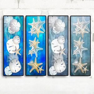 Leinwand Kunst Abstrakte Stillleben Seestern Sand Dollar Seascape Ölgemälde Moderne Landschaft Wand Bild Poster Für Wohnzimmer