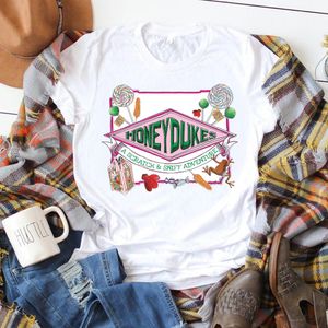 Prind Print Tops Mulheres T-shirt básico O-Colo