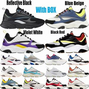 Wholesale blue canvas for men shoe for sale - Group buy Running Shoes Men Shoes top B22 Sneaker Reflective Sneakers Platform Canvas Calfskin Trainers Trainer Obliques Blue Women Casual shoe Multicolor diors