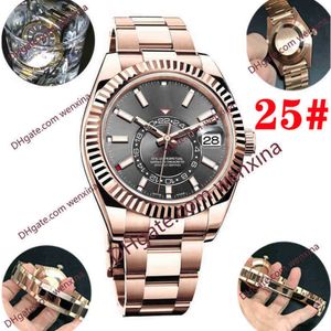 Top men watch 24 hour multifunction Adjustable automatic Mechanical 42mm Fashion Business Stainless Steel Gold 2813 movement Luminous Waterproof Watches