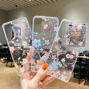 S24 Stylish Flower spetsfodral för Samsung A15 A25 A35 A55 A34 A24 A14 A54 S23 S22 Ultra S21 Fe Plus A13 5G Obs 20 Mjuk klar TPU -blommig transparent lyxig telefon bakåtlås