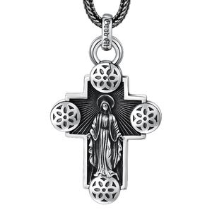 925 sterlingsilver korshängande halsband med Jesus-blommor Amerikansk europeisk handgjord antik punk gotisk hip-hop lyxiga smycken tillbehör presenter