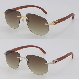 Atacado Óculos de Sol de Madeira Original Sem Aro de Metal Moda Óculos de Sol de Madeira Ouro 18K Goggle Design Exterior Modelo Clássico 3 Lentes Coloridas Masculino e Feminino Tamanho da Armação: 56