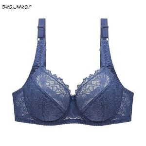 Beauwear Women Plus Size Brassiere Lingerie Embroidery Floral Lace Bra Sexy Bralette Underwired Underwear BH Top 34-44 C D DD E 220511