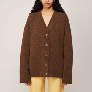Chaquetas retro viajero v-cuello suelto suéter cárdigan abrigo chaqueta de punto 2022 nuevo marrón