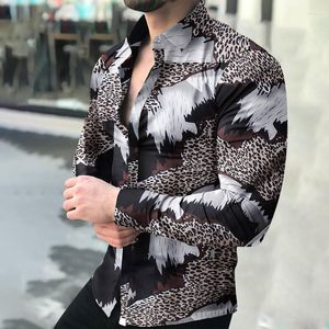 Men's Casual Shirts 2022 Fashion Men Multicolor Elegant Turn-Down Long Sleeve For Button Up Printed Camisetas Male