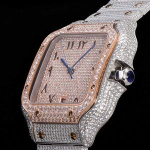 Diamond Automatic Complet Mens Watch Watches Mechanical 40mm com pulseira de pulseira de aço repleto de diamante Avanadores de pulso Montre de lux 320069 ES -ESTADO ESTRADO ES