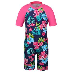 BAOHULU Costume da bagno per bambini floreale blu scuro UV UPF50 Manica corta Costumi da bagno per bambina Costumi da bagno per bambini Costume da bagno per 2 11 anni 220530