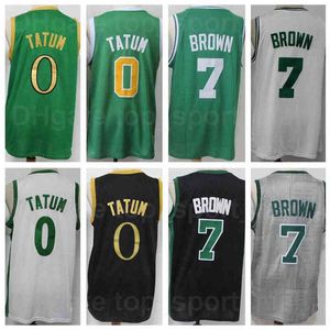 Männer Basketball Jaylen Brown Trikot 7 Jayson Tatum 0 Atmungsaktive reine Baumwolle Schwarz Grün Weiß Grau Teamfarbe Away und Excellent Q