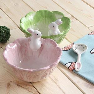 Dinnerware Sets Creative Tableware Salad Bowl Cute Instant Noodle Single Ceramic Large Household Dish Plate SetDinnerware SetsDinnerware