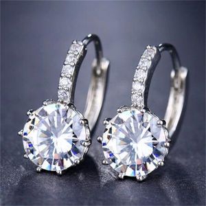 Charm earring CZ Hoop Earrings For Women Silver Color Crystal Girl Hoops Jewelry Gift GC1024