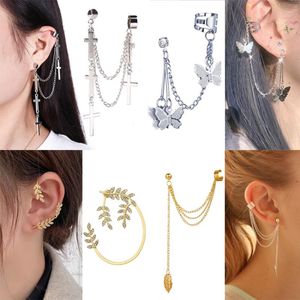 Clip-on & Screw Back Cross Butterfly Clip Earrings Ear Hook Stainless Steel Clips Double Pierced Stud Earring Women Girls Jewelry