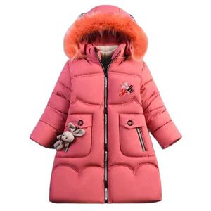 Piumino per bambini Inverno Adolescente Lana ispessita Giacca con cappuccio in cotone imbottito Parka Bambini Giacche lunghe calde Capispalla per bambini J220718