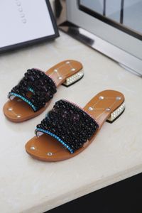 Sandália designer 2022 Ophidia fashion luxo Chinelos femininos Marmont couro genuíno Slides femininos de alta qualidade com fundo plano de metal duplo Joias coloridas