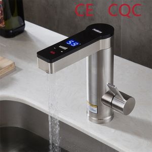Omedelbar vattenvärmare FAUCET Electric Sink Shower Heating Tap Tankless Rostfritt stål Digital Display T200710