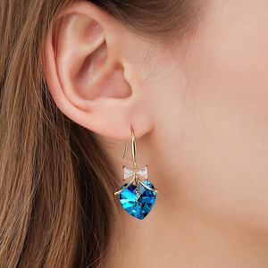 Baumelnde Kronleuchter-Mode-Ohrringe, luxuriöse blaue Zauberin, plattiert, echtes Gold, Ohrhaken für Mädchen, Party