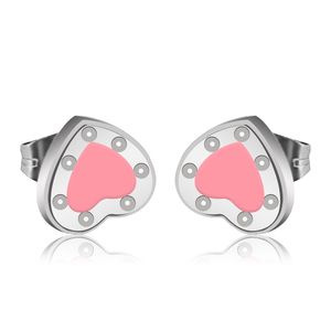 10mm Cuore Orecchino Donna Coppia Borsa in flanella blu Acciaio inossidabile Piercing spesso Gioielli per il corpo Regali per accessori donna Commercio all'ingrosso