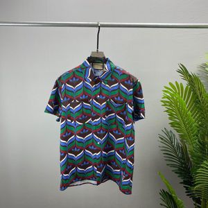 2022 early autumn new printed short-sleeved holiday seaside shirt suit collar T-shirt fashion trend sweatshirt h493z
