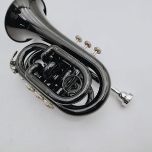 Trombeta B Black Black Nickel Placated Brass Wind Instrument com acessórios de luvas de bocal