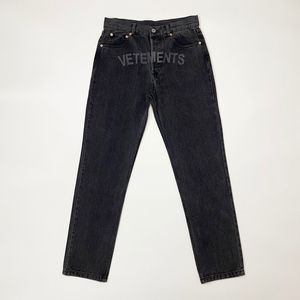 VTM -brev tvättade män och kvinnor jeans retro lossa avslappnad alla matchar raka denim långa byxor för män