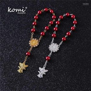 Charm Bracelets Komi Design Women Men Glass Rosary Beaded Prayer With Angel Pendant Praying Long Chains Gifts Pulseras1 Inte22