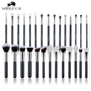 Makeup Cat-Black Set di pennelli per trucco Strumento professionale Pennelli per capelli sintetici Fondotinta in polvere Contorno Pennelli per ombretto 220616