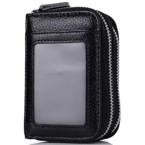 Storage Bags Double Zipper Transparent Window Organ Wallet Leather Clip For Men And Women Business Card HolderStorage